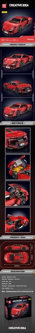 Zestaw Klocków Pojazd Sportowe Czerwone 1311el. Zestaw Klocków Pojazd Sportowe Czerwone 1311el.