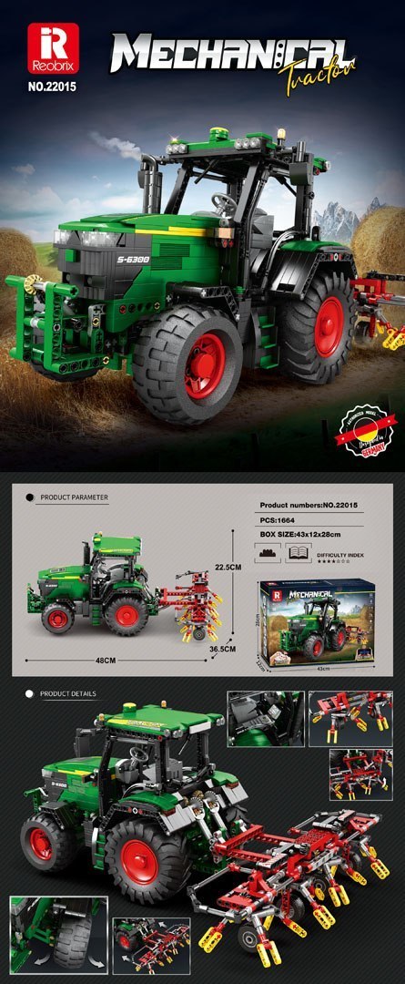 Zestaw Klocków Traktor Zielony + Akcesoria 1828el. Zestaw Klocków Traktor Zielony + Akcesoria 1828el.