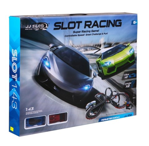 10-metrowy Tor wyścigowy dla dzieci 6+ Piloty + 2 autka 1:43 + Światła + 2 pętle 360 10-metrowy Tor wyścigowy dla dzieci 6+ Piloty + 2 autka 1:43 + Światła + 2 pętle 360