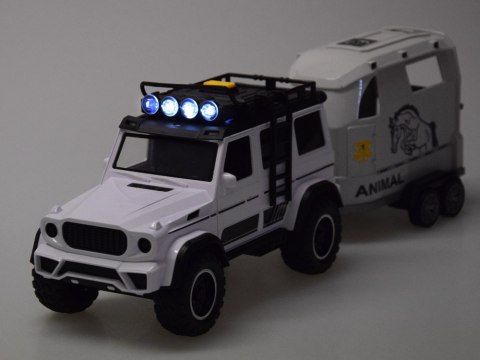 Auto terenowe z otwieraną przyczepą bukmanką + KOŃ Światło i dźwięk ZA5912