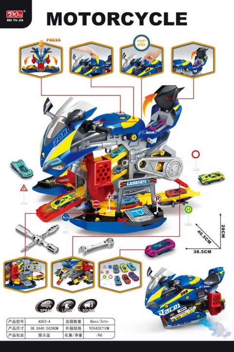 MEGA Parking z Funkcją Dymu Motocykl MEGA Parking z Funkcją Dymu Motocykl