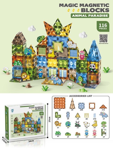 Zestaw Klocków Magnetycznych 116el. Zestaw Klocków Magnetycznych 116el.