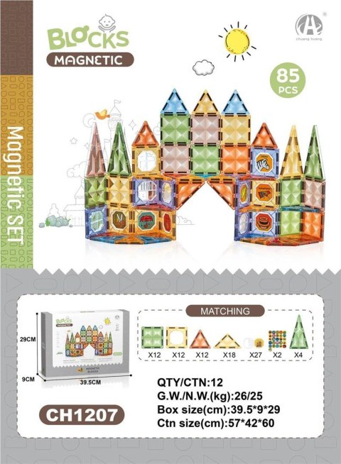 Zestaw Klocków Magnetycznych 3D 85el.