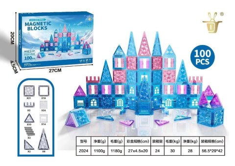 Zestaw Klocków Magnetycznych ICE SNOW 100el.