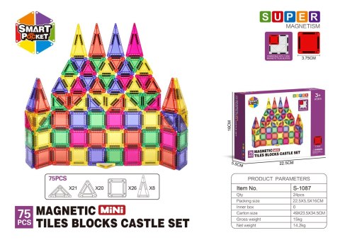 Zestaw Kolorowych Klocków Magnetycznych 75el. Zestaw Kolorowych Klocków Magnetycznych 75el.