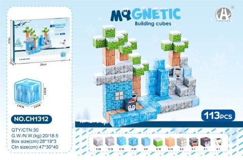 Zestaw Kostek, Klocków Magnetycznych 113el. Zestaw Kostek, Klocków Magnetycznych 113el.