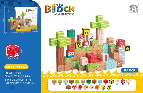Zestaw Kostek, Klocków Magnetycznych 84el. Zestaw Kostek, Klocków Magnetycznych 84el.