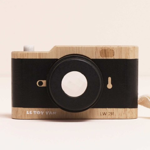 Drewniany aparat fotograficzny retro z kalejdoskopem, zabawka, Le Toy Van