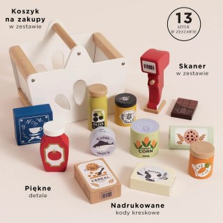 Drewniany koszyk z zakupami i skanerem dla dzieci zabawa w sklep Le Toy Van