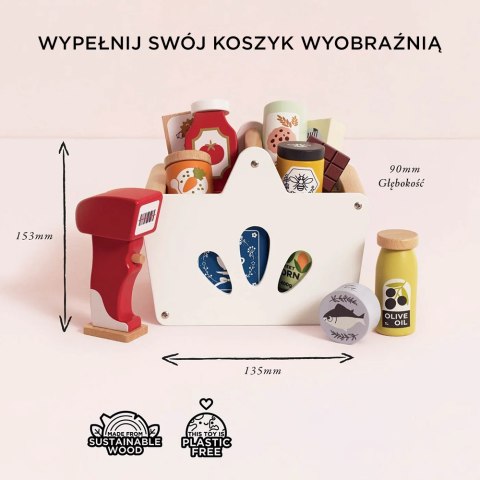 Drewniany koszyk z zakupami i skanerem dla dzieci zabawa w sklep Le Toy Van