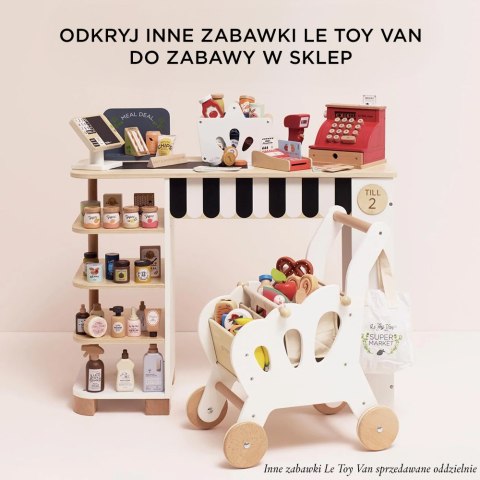 Drewniany koszyk z zakupami i skanerem dla dzieci zabawa w sklep Le Toy Van