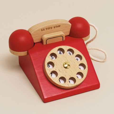 Drewniany telefon vintage, zabawka dla dzieci, odgrywanie ról, Le Toy Van
