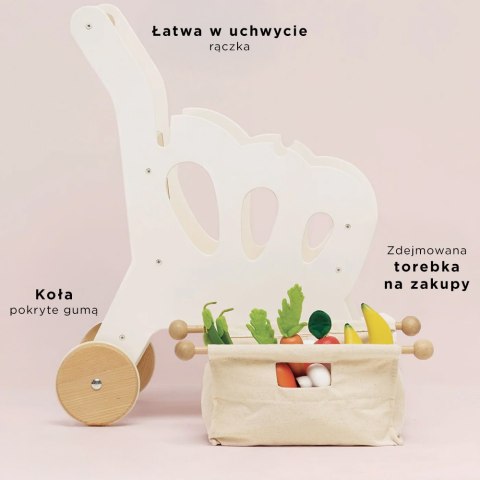 Drewniany wózek na zakupy, zabawka dla dzieci, zabawa w sklep, Le Toy Van