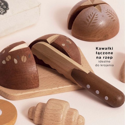 Drewniany zestaw pieczywa z nożem do krojenia, zabawka dzieci Le Toy Van