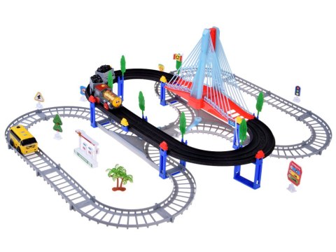 Kolejka Elektryczna 2w1 Lokomotywa z Wagonami + Tor i Autobus ZA5886