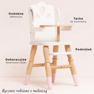 Drewniane wysokie krzesełko do karmienia lalek, zabawka, dzieci, Le Toy Van