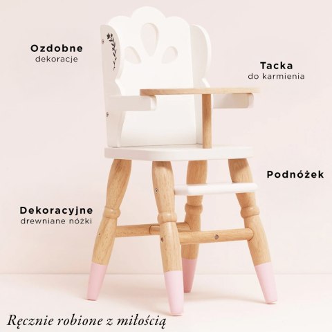 Drewniane wysokie krzesełko do karmienia lalek, zabawka, dzieci, Le Toy Van