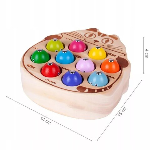 Drewniana gra łowienie rybek na magnes układanka Montessori 2 wędki kotek