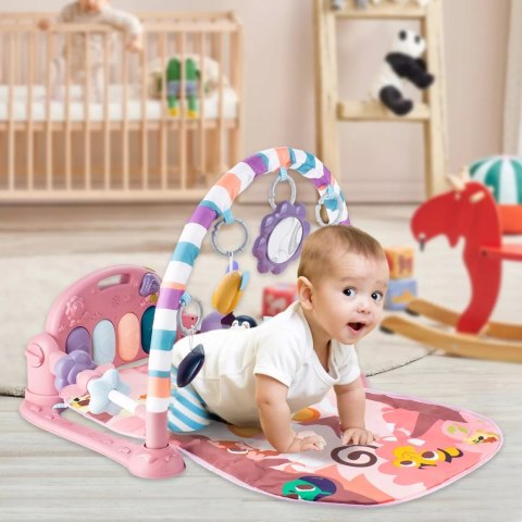 Mata edukacyjna z pianinkiem grzechotki gryzaki interaktywna dla niemowląt