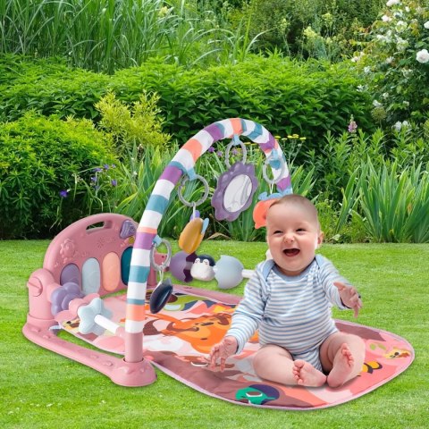 Mata edukacyjna z pianinkiem grzechotki gryzaki interaktywna dla niemowląt