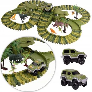 Tor samochodowy dla dzieci Dino Park wyścigowy zestaw 230 el dinozaury