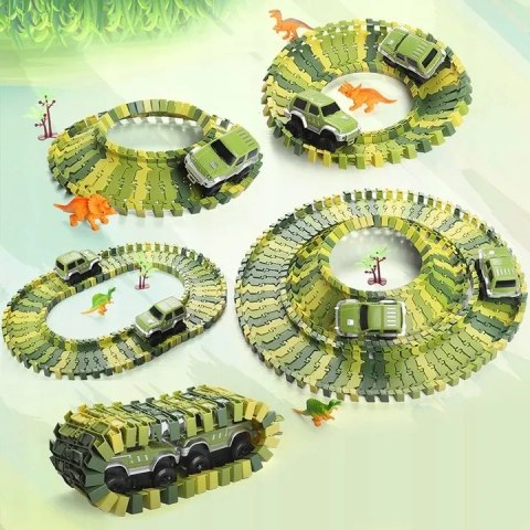 Tor samochodowy dla dzieci Dino Park wyścigowy zestaw 230 el dinozaury