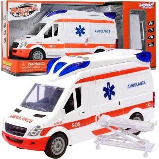 WOOPIE Pogotowie Karetka Ambulans Nosze w Zestawie + Sygnały Dźwiękowe I Świetlne