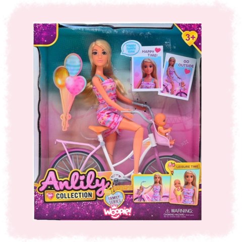 WOOPIE ROYAL Lalka Lily Rowerzystka Bobas w Foteliku Rower