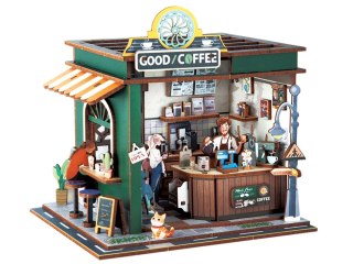 Drewniane PUZZLE 3D Seria budynek Kawiarnia 120 ele oświetlenie ZA6012