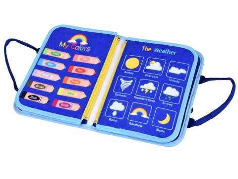 Materiałowa książeczka manipulacyjna edukacyjna + tablica markery ZA6024