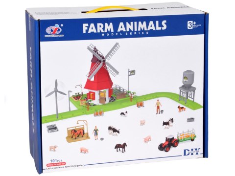 SERIA ZWIERZĘTA FARMA Zestaw WIATRAK młyn 101ele figurki ZA5688
