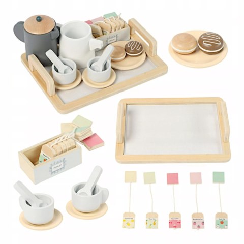 Drewniany zestaw do herbaty dla dzieci z akcesoriami 16 el.
