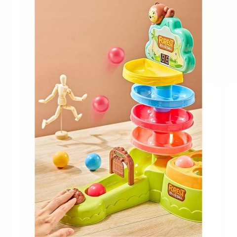 Interaktywna Zjeżdżalnia Tor dla Kulek Motyw Dżungla, Dźwięki i Licznik