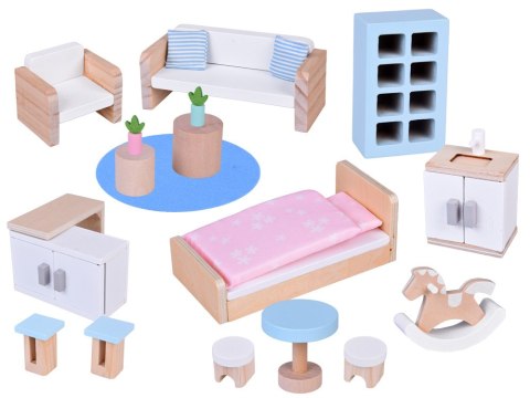 KWIECISTY Domek dla lalek w zamykanej walizce + drewniane mebelki ZA5930