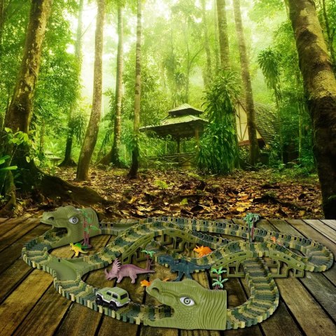 Tor samochodowy dla dzieci Dino Park wyścigowy zestaw 240 el dinozaury