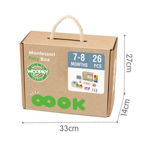 WOOPIE GREEN Box Pudełko XXL Montessori Edukacyjne 6w1 Sensoryczne 7-8 Miesięcy 26el. FSC