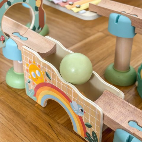 WOOPIE GREEN Drewniany Tor Kulkowy z Efektami Dźwiękowymi Cymbałki FSC