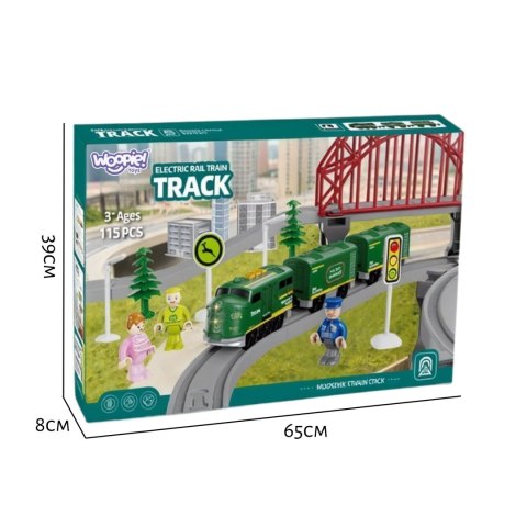 WOOPIE Nowoczesna Kolejka Elektryczna Tor XXL Lokomotywa Cargo Zestaw 128 el.