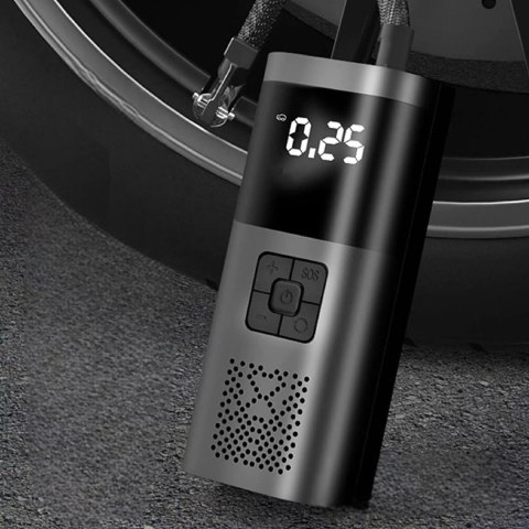 Akumulatorowa pompka elektryczna mini kompresor samochodowy flashlight SOS