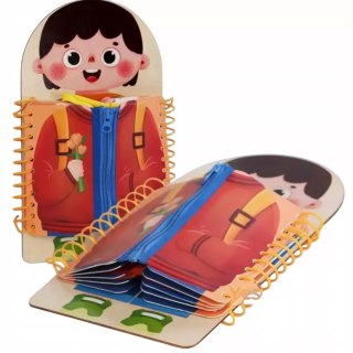 Edukacyjna tablica Montessori guziki suwaki rzepy naukaUbierania dla dzieci