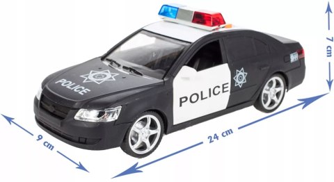 Policyjny radiowóz otwierane drzwi świecące koguty dźwięki auto policja
