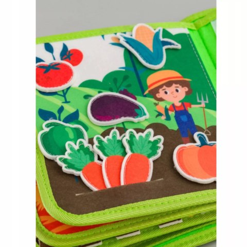 Sensoryczna książeczka dla dzieci farma zwierzątka na rzepy Montessori