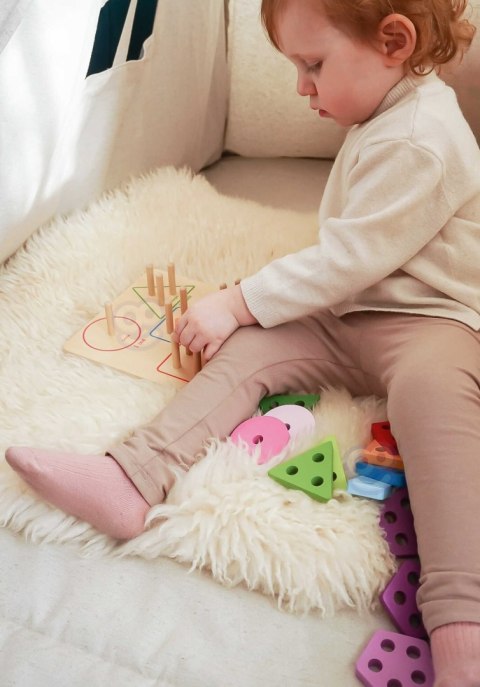 TOOKY TOY Drewniany Sorter Geometryczny Nauka Kształtów Liczenia