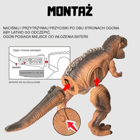 WOOPIE Zdalnie Sterowany Dinozaur T-Rex Realistyczny Król Jurajski