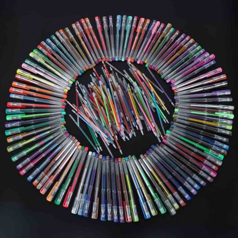 Długopisy żelowe kolorowe w etui 100 sztuk + 100 wkładów