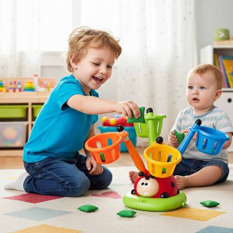 Gra zręcznościowa dla dzieci skakanka wyrzutnia rzut do celu biedronka 4w1