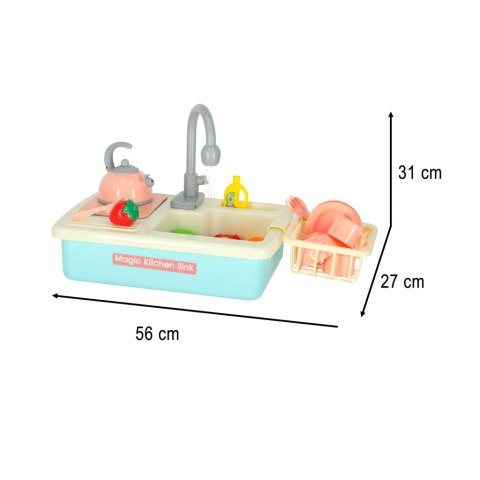 Zlewozmywak zlew do mycia naczyń dla dzieci z akcesoriami leci woda niebieski