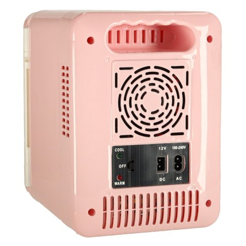 Lodówka turystyczna elektryczna samochodowa mini na jedzenie kosmetyki grzanie chłodzenie 2w1 4L różowa