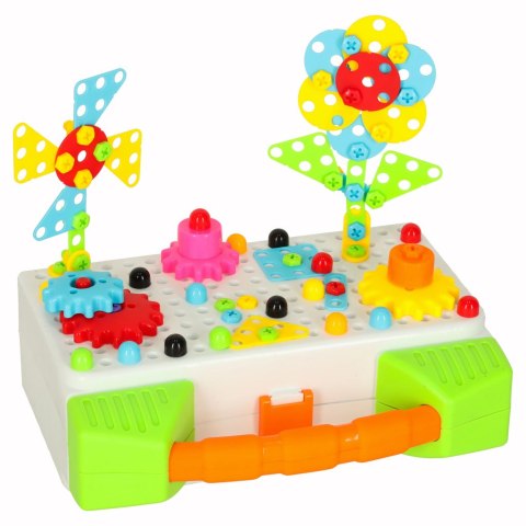 Wkrętarka wiertarka śrubki klocki konstrukcyjne zestaw majsterkowicza walizka 181 elementów