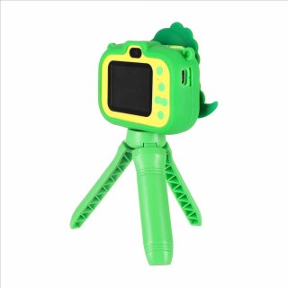 Aparat fotograficzny cyfrowy dla dzieci na statywie dinozaur zielony